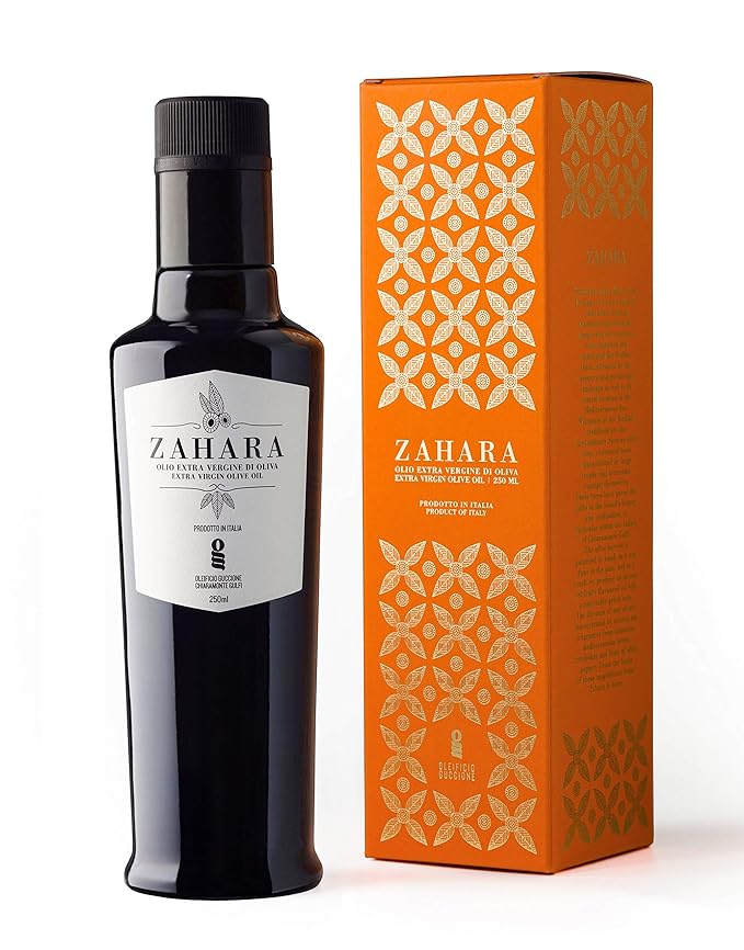Zahara Extra Virgin Olive Oil From Italy | Sicilian Pure EVOO | Premium Early Harvest Cold Pressed | Multiple Award Winner From Oleificio Guccione | 8.4 fl oz (250ml) Bottle With Beautiful Gift Box