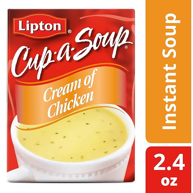 SOUP SECRETS Lipton Cup-a-Soup Instant Soup For a Warm Cup of Soup Cream of Chicken Only 70 Calories Per Serving 4 Count (12 Pack)