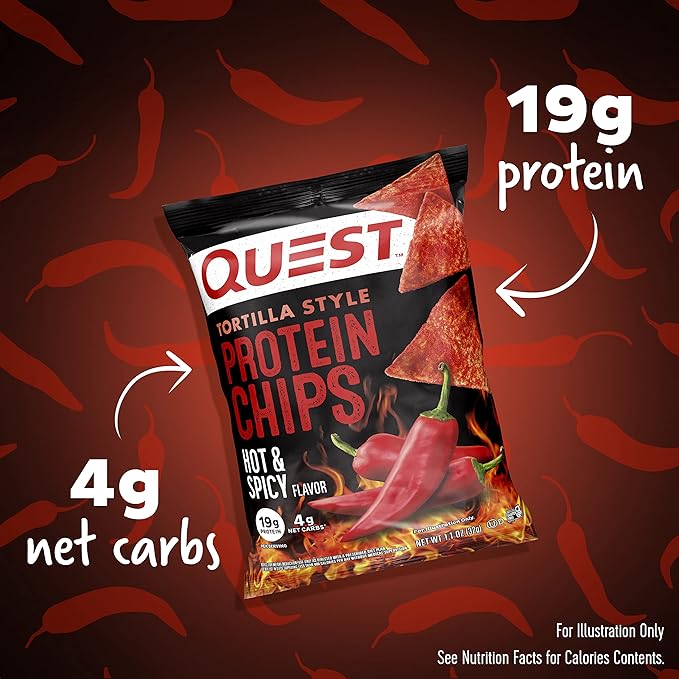 Quest Hot &amp Spicy 19g Protein Tortilla Chips 12 Count &amp Cookies &amp Cream 18g Hero Protein Bars 12 Count