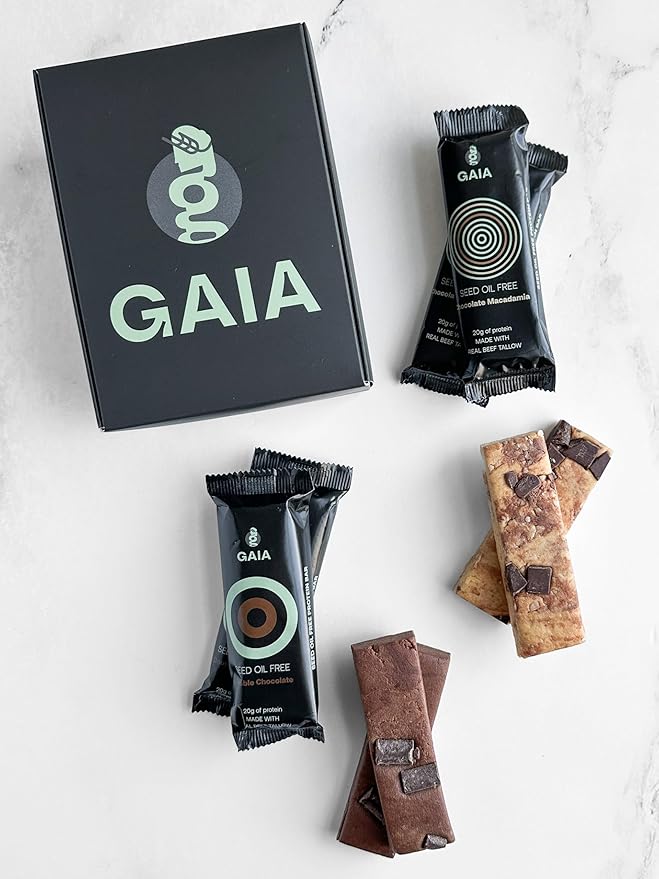 Gaia Foods Protein Bar Variety Pack Protein Bar Pack of 12 Protein Bars | 20g of Protein | Seed Oil Free | Soy Free | High Protein