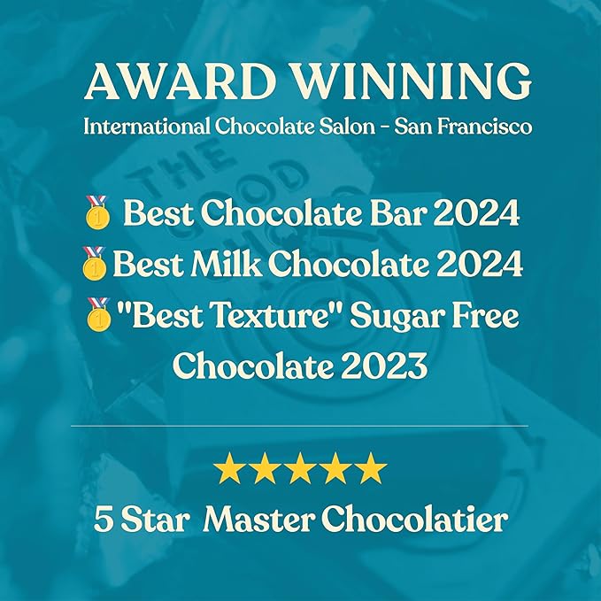 The Good Chocolate - Keto Milk Chocolate Style Squares 80% Less Sugar Lower Net Carb Snack Lower Calorie Creamy Chocolate Candy 24 Square Family Pack