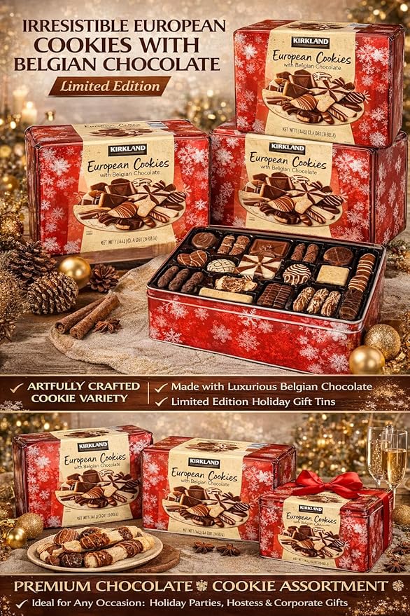 European Cookies LIMITED EDITITON Kirkland Signature with Belgian Chocolate 49.4 Ounce 4 Pack