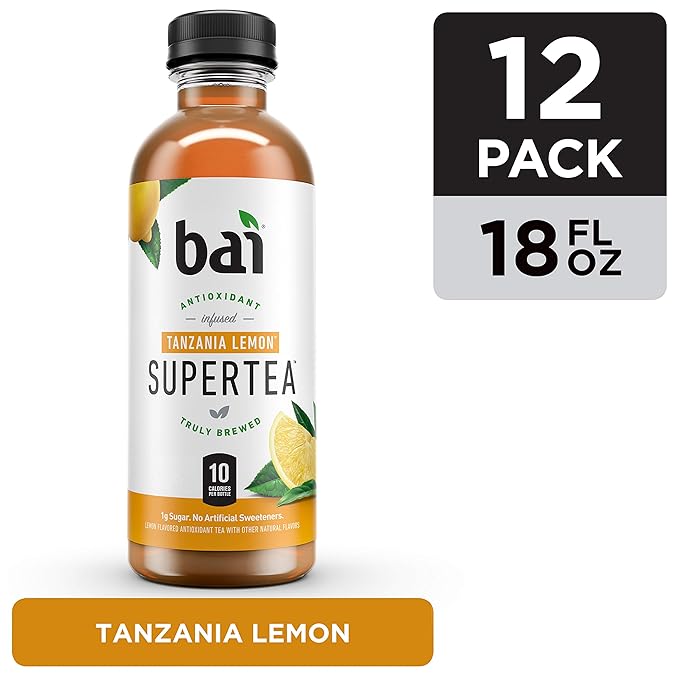 Bai Iced Tea Tanzania Lemon Antioxidant Infused Supertea Crafted with Real Tea (Black Tea White Tea) 18 Fluid Ounce Bottles (Pack of 12)