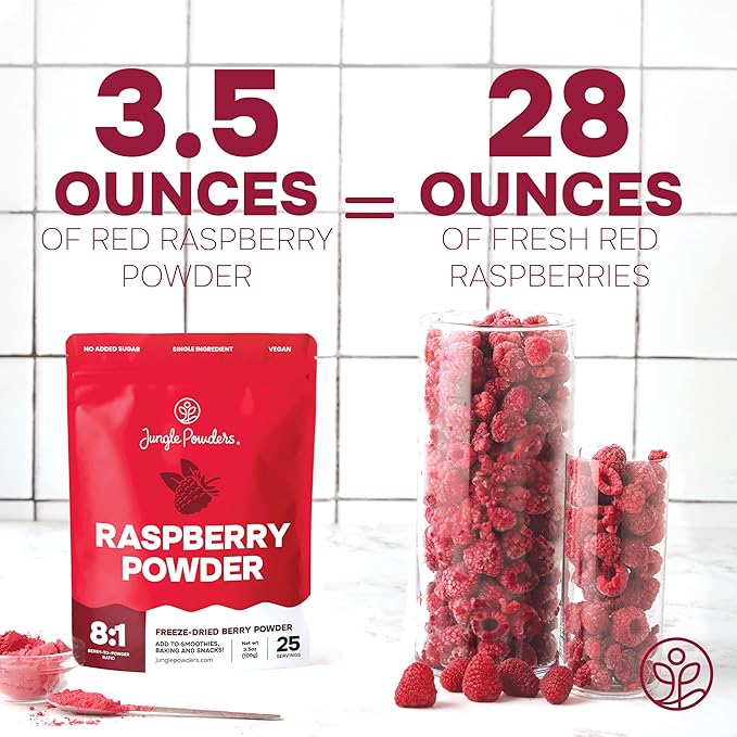 Jungle Powders Raspberry Powder 3.5 Ounce Bag Food Grade Powdered Unsweetened Freeze Dried Raspberries Additive Filler Free Red Superfood Extract for Baking Cooking Flavoring Rasberries Smoothies