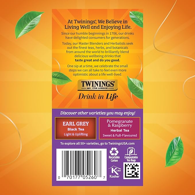 Twinings Blackcurrant Breeze Black Tea Individually Wrapped Bags 20 Count (Pack of 4) Sweet Tangy Taste Caffeinated Enjoy Hot or Iced 80 Teabags.
