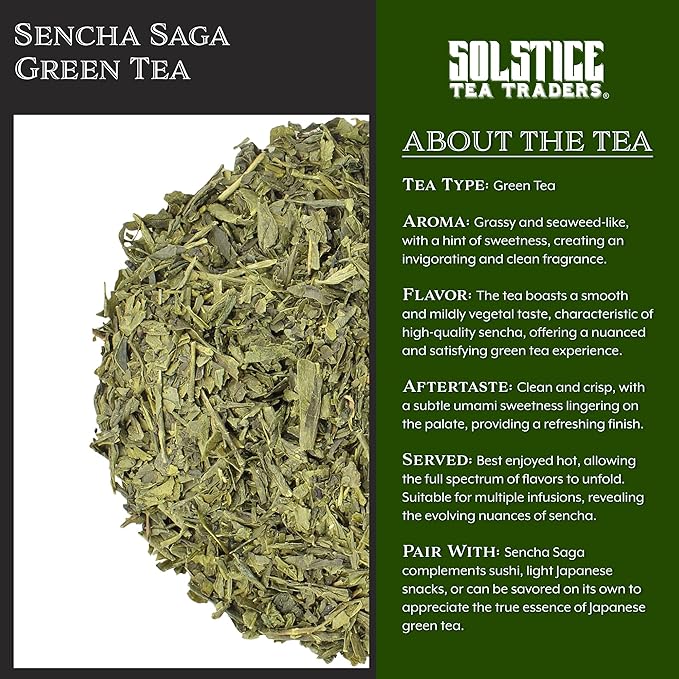 Solstice Loose Leaf Sencha Green Tea 1 LB Bulk 16-Ounces Japanese Style Green Sencha Tea - Approx 200+ Cups