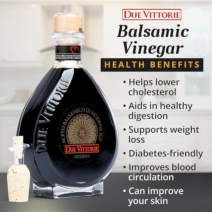 Due Vittorie Oro Gold Barrel Aged Balsamic Vinegar of Modena IGP - Special Edition in Glass Decanter Traditional Aged Balsamic Vinegar from Italy - 8.45 fl oz (250 ml)
