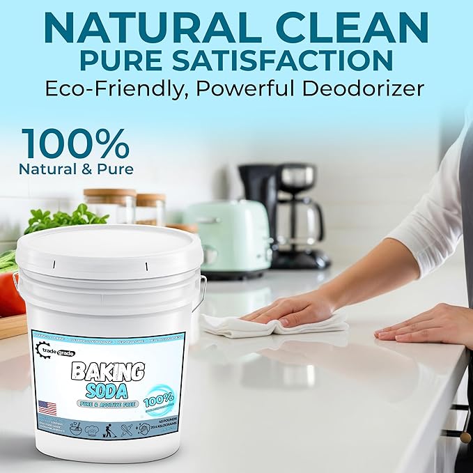 TradeGrade Pure Baking Soda Powder – 45 lb Bucket Sodium Bicarbonate Powder | Premium Food-Grade for Baking Bread Cookies &amp More | Baking Soda for Cleaning Natural Cleaner &amp Deodorizer