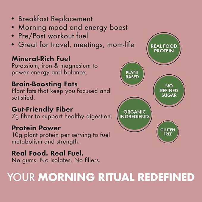 Joulebody Acai Hibiscus Good Morning Bars Meal Replacement Bars Plant Based Gluten-Free Organic Ingredients 10 Bars per Box