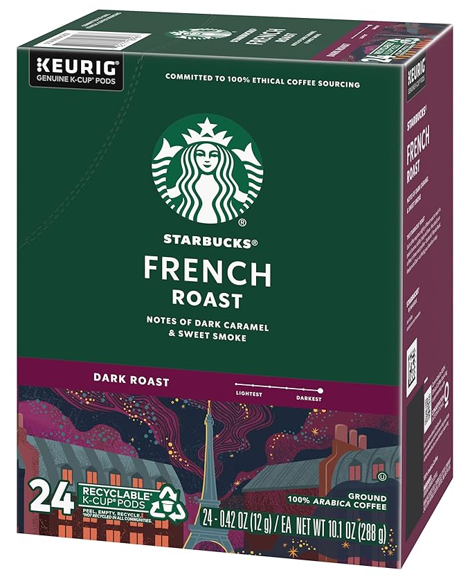 Starbucks French Roast Dark Coffee 72 K-Cups (3 Pack of 24 k-cups)