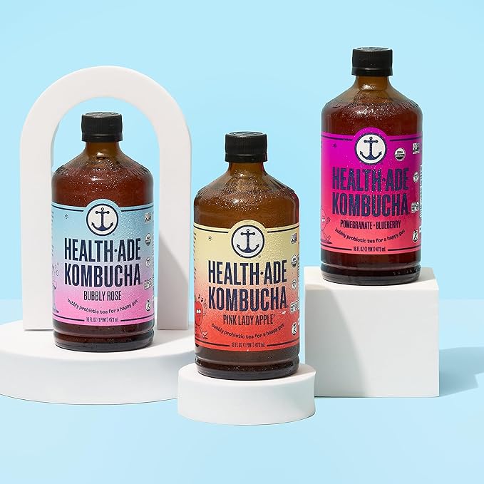 Health-Ade Signature Variety Pack Kombucha Tea Organic Drink with Living Probiotics Detoxifying Acids Supports Gut Health Non-GMO Vegan Gluten Free 12 Pack (16 Fl Oz Bottles)