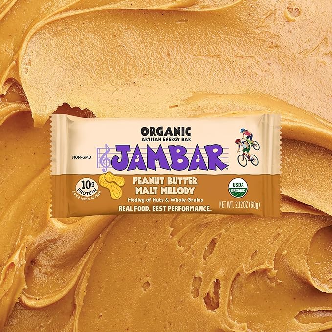 JAMBAR Organic Artisan Energy Bar (Peanut Butter Malt Melody - 12 Pack)