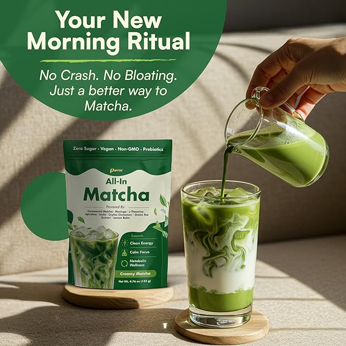 Ceremonial Grade Matcha Powder Infused with Moringa Green Tea Extract L-Theanine Inulin Spirulina Ceylon Cinnamon and Lemon Balm – 100% First Harvest Japanese Tea (2 Pack)