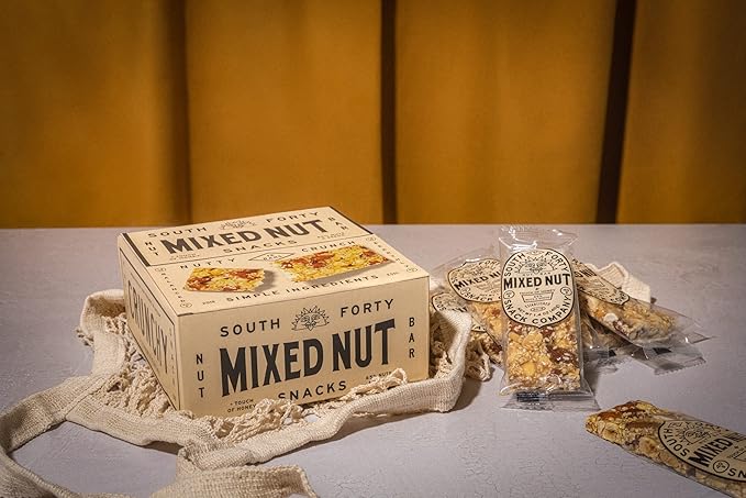 South 40 Snacks Mixed Nut Bar Just 7 Ingredients Touch of Honey (40g Bar Pack of 12)