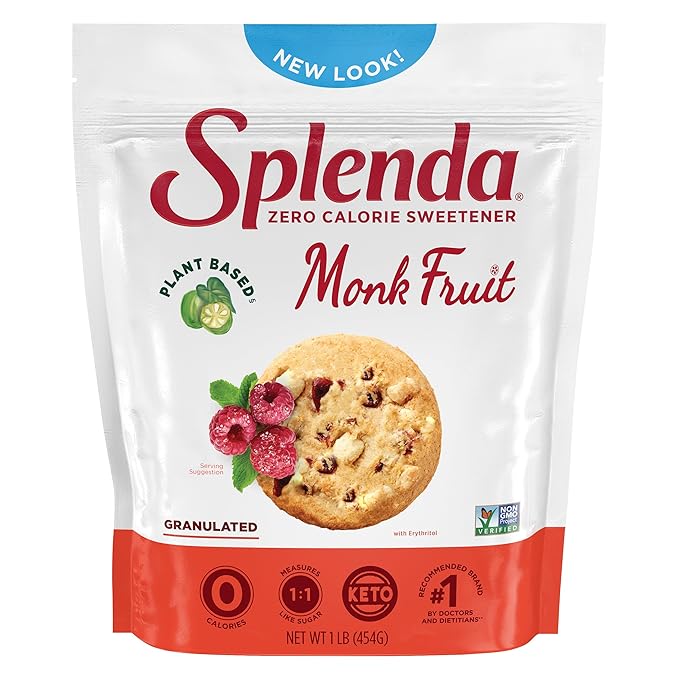 Splenda Monk Fruit Zero Calorie Plant Based Granulated Sweetener 1 Pound Resealable Bag