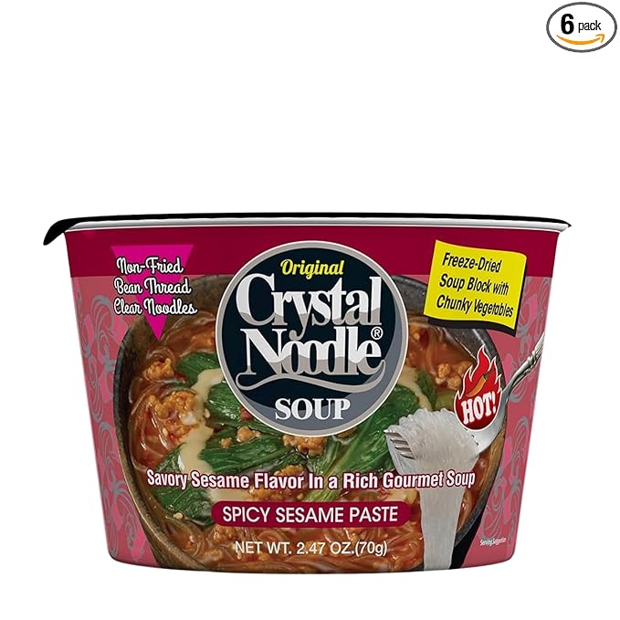 Crystal Noodle Spicy Sesame Paste Soup (Pack of 6 Cups) 2.47 OZ