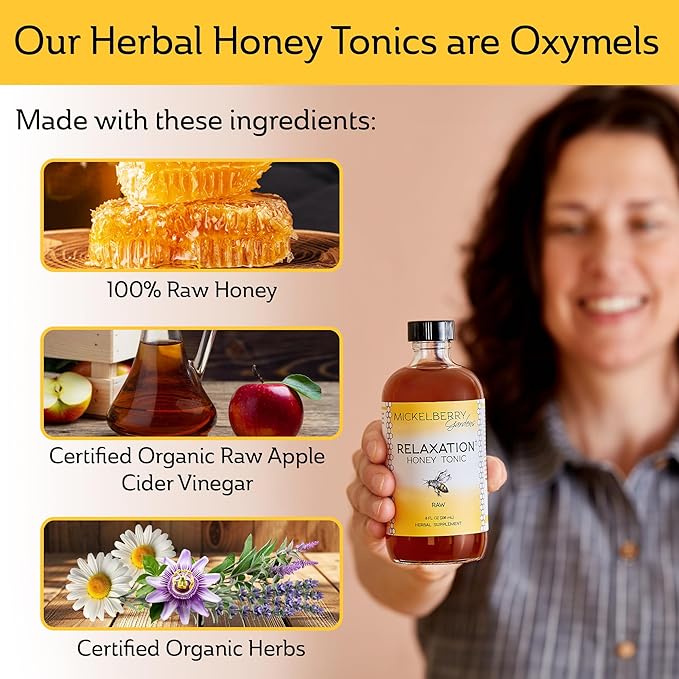 Mickelberry Gardens Relaxation Honey Tonic – Natural Tension Relief &amp Sleep Support with Chamomile Lavender &amp Organic Herbs – 4 Oz (Pack of 2)