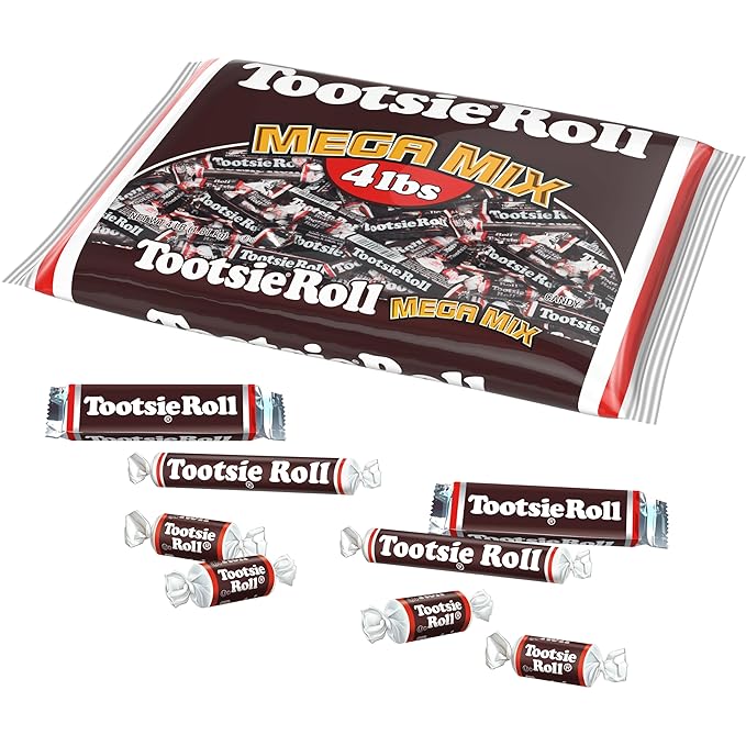 Tootsie Roll Mega Mix 4 Different Shapes and Sizes of Classic Chocolatey Tootsie Rolls - 4 Pound Bag