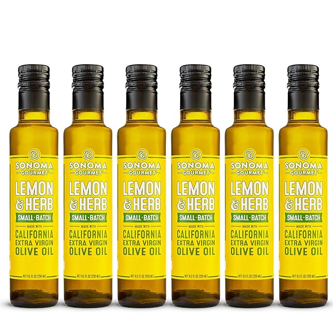 Sonoma Gourmet: Lemon Oil Flavored Olive Oil | 100% California Extra Virgin Olive Oil | 8.5 FL OZ (8.5FL OZ (Pack of 6)