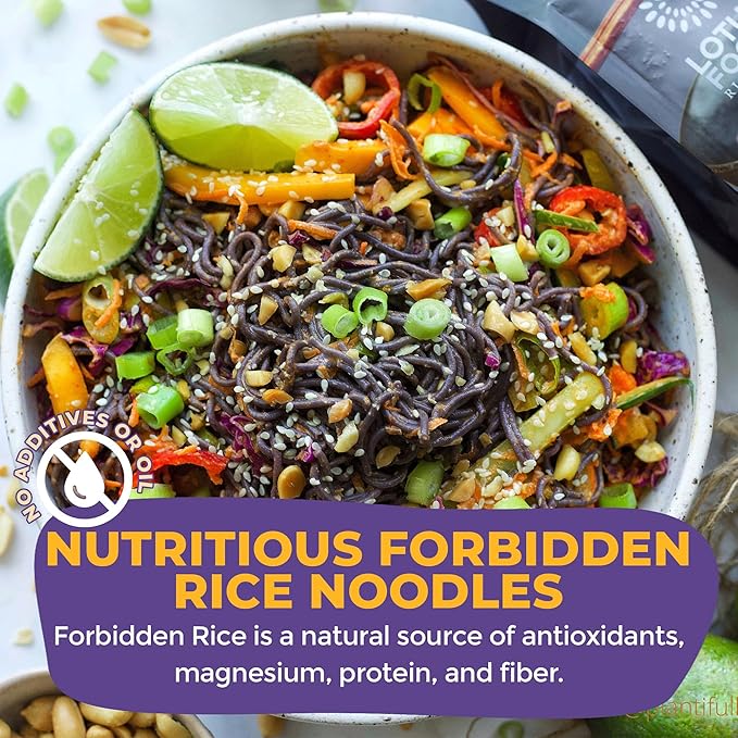 Lotus Foods Bulk Organic Forbidden Rice Ramen - Gluten Free Ramen Noodles Rice Ramen Whole Grain Ramen Noodles Organic Vegan Rice Noodles Low Sodium Usda Organic - 10 Oz Bags (Pack Of 6)