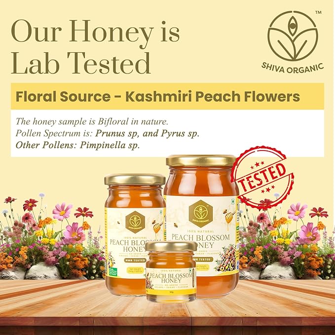 Shiva Organic's Peach Blossom Honey - Pure Raw Unfiltered (35.27 Ounces (1000g) Peach Blossom Honey)