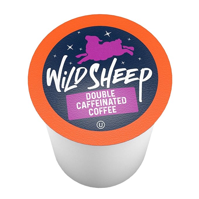 Wild Sheep High Caffeine (Double Caffeinated) Coffee Pods Compatible with Keurig K-Cup Brewers Extra Caffeine in Recyclable Cups 40 Count