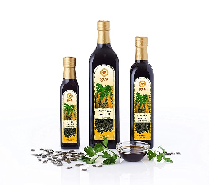 Original Styrian Pumpkin Seed Oil GEA 8.4oz (250ml) 100% Natural Unrefined Vegan Gluten-Free Kosher Non-GMO in Glass Bottle