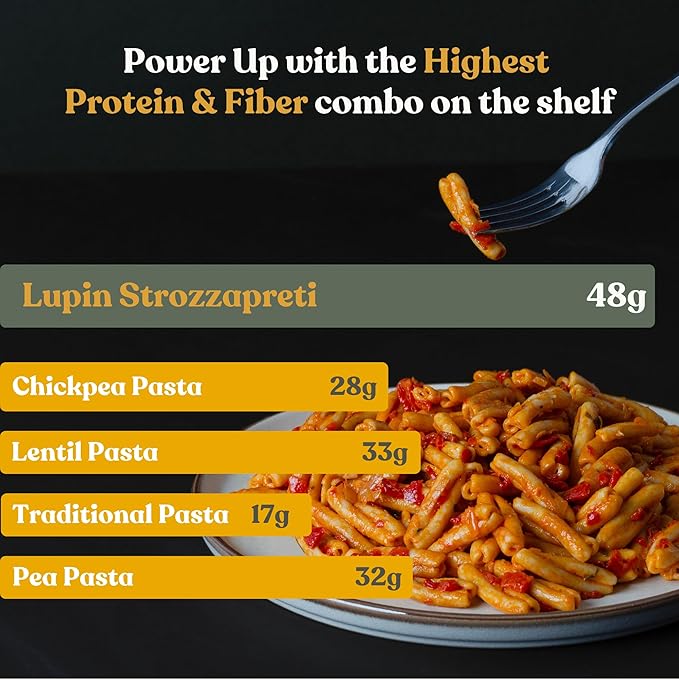 Chef’s Kiss Protein Strozzapreti | 24g Protein High Fiber | Gluten Free Plant-Based Lower Carb Pasta Made from Lupins | No Fillers No Gums | Nutrient Dense High Protein | Non GMO | 3-pack (8 oz)