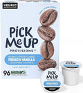 Pick Me Up Provisions French Vanilla Coffee - Light Roast K-Cup Pods 96 Count Keurig Compatible Arabica Kosher Recyclable