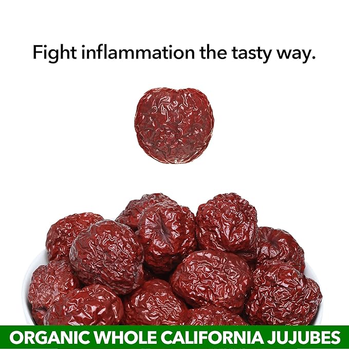 JUJUME | USDA Organic California Grown Jujubes Red Dates | Individually Sorted 3X for QA | High Grade Superfood | Healthy Dried Fruit | Certified All-Natural Non-GMO | 6 oz. bag