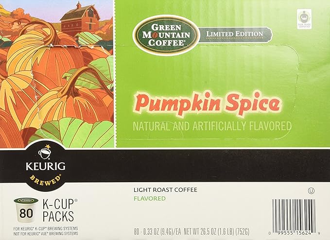 Green Mountain Coffee Fair Trade Pumpkin Spice K-Cups 80 Count Value Box