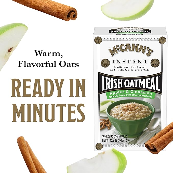 McCann's Instant Irish Oatmeal Apples &amp Cinnamon 10 Packets (Pack of 12)