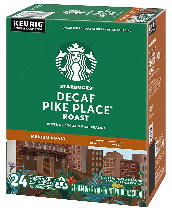 Starbucks Decaf Pike Place Roast K Cups 24 Count (Pack of 2)