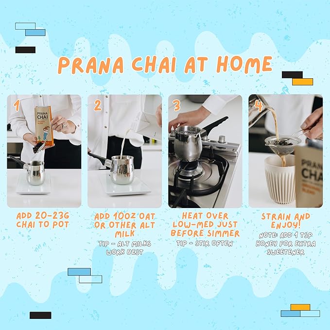 Prana Chai 3 Flavor Sampler - Masala Original Chai Turmeric Blend Peppermint