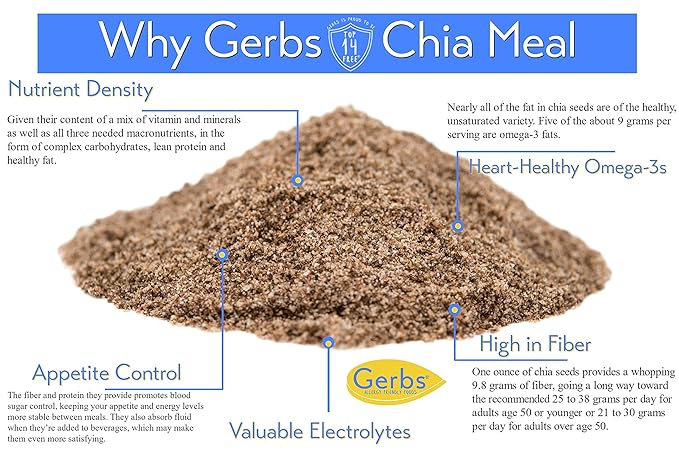 Ground Raw Chia Seed Meal by Gerbs - 4 LBS - Top 11 Food Allergen Free &amp Non GMO - Vegan &amp Kosher – Premium Full Oil Content Chia Protein Powder