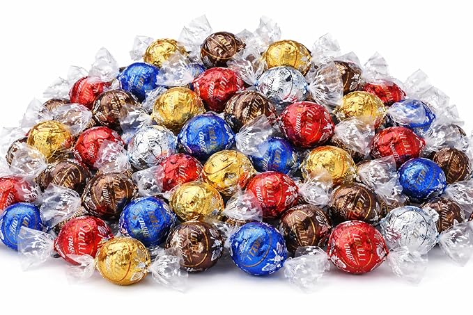 Lind.tAssorted Chocolate Truffles 60 Count 4 to 8 Flavors Individually Wrapped Gourmet Chocolate Candy Truffles Chocolate with Melting Truffle Center- Perfect for Easter Baskets etc. Parties Birthda