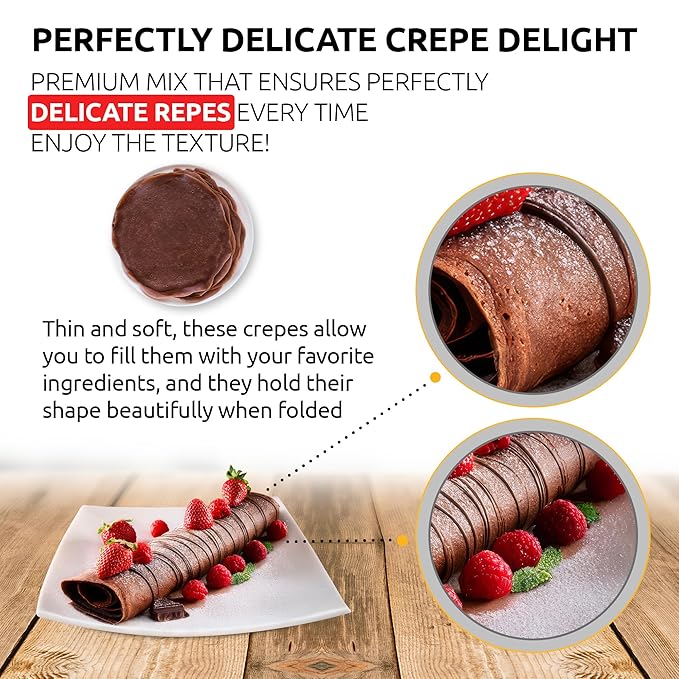 OldSoul Professional Crepe Mix | Chocolate Flavour | Dough Mix | 5 Lbs | 36 Crepes (5 Lbs Gluten Free)