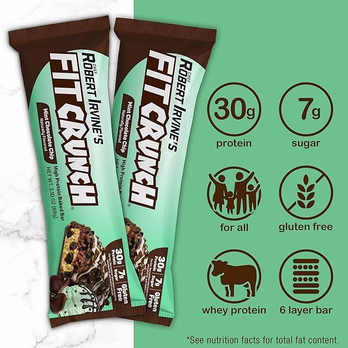 FITCRUNCH Full Size Protein Bars 6-Layer Baked Bar 6g of Sugar Gluten Free &amp Soft Cake Core (12 Bars Variety Pack)