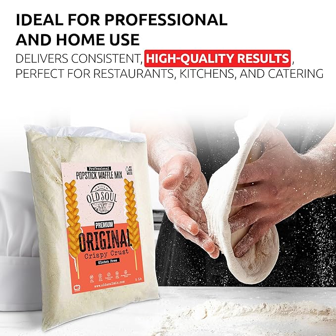 OldSoul Professional Popstick Waffle Mix | Crispy | Stick Waffles Dough Mix | GLUTEN FREE | Original Flavor | 30 lbs | 672 Waffles (30 Lbs Gluten Free)