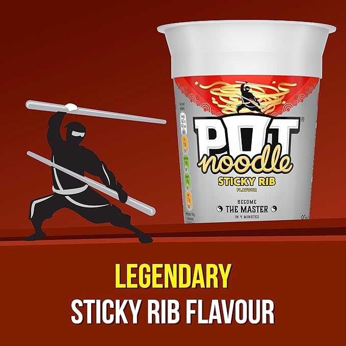 Pot Noodle Sticky Rib Flavour 90 g (Pack of 12)