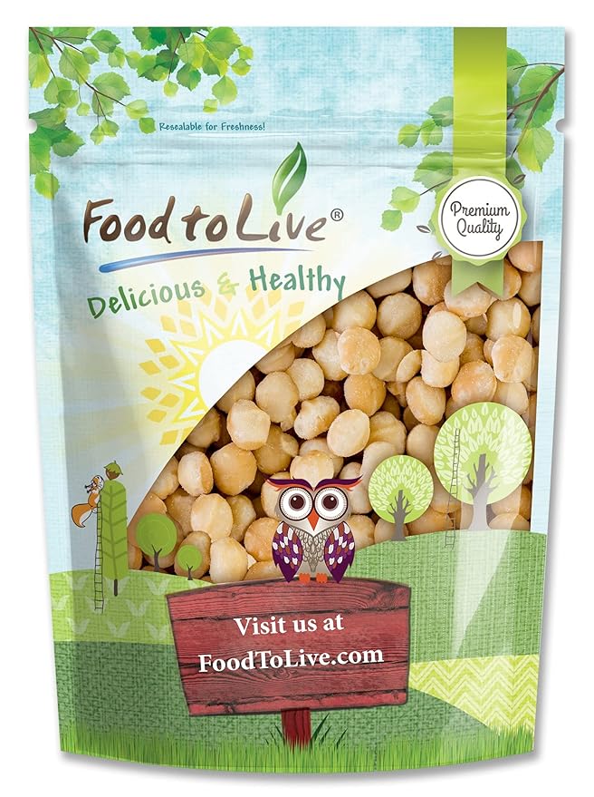 Food to Live Dry Roasted Macadamia Nuts with Himalayan Salt 4 Pounds – Oven Roasted Whole Nuts Lightly Salted No Oil Added Vegan Snack Keto Kosher Bulk. High in Protein. Great for Baking