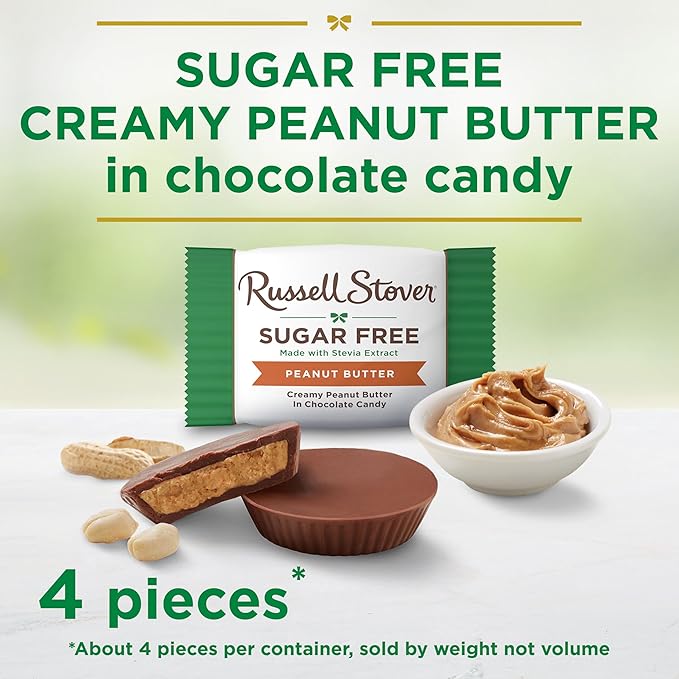 RUSSELL STOVER Sugar Free Peanut Butter Chocolate Candy 2.4 oz. bag (Pack of 10)
