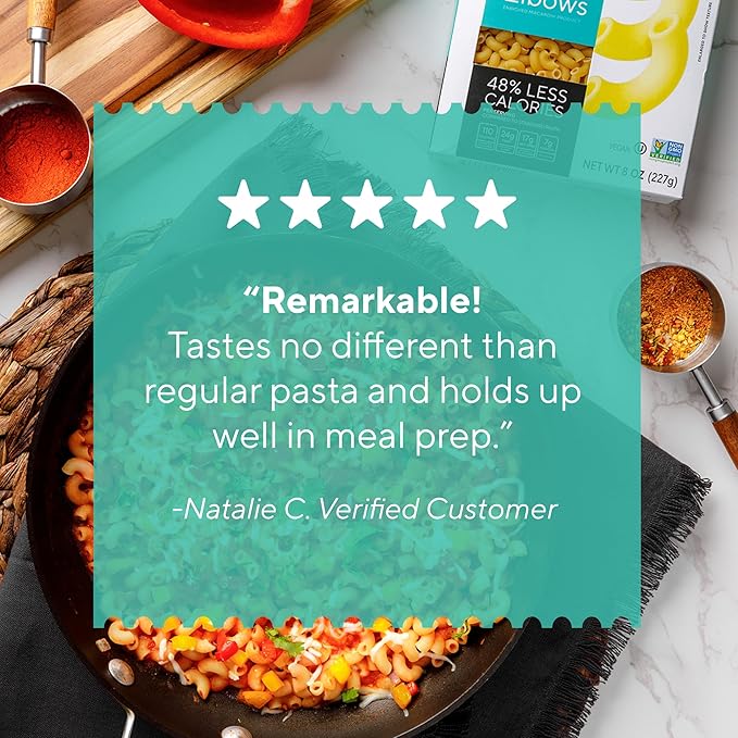 Fiber Gourmet Low Net Carb Pasta Elbow Macaroni - Keto Friendly High Fiber Low Calorie Italian Made Noodles - Vegan Non-GMO Kosher - 48% Fewer Calories Than Regular - 2 Pack