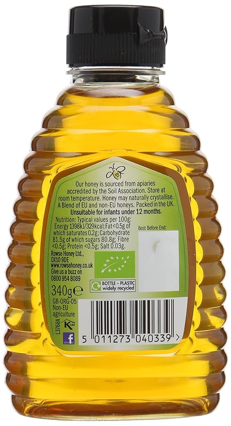 Rowse Organic Squeezable Honey 340g - Pack of 6