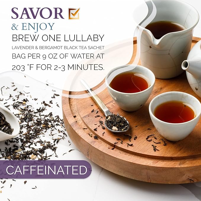 SECRETEA Lullaby Organic Lavender &amp Bergamot Black Tea100% Real ingredients15 Sachet Tea Bags (15 Count)