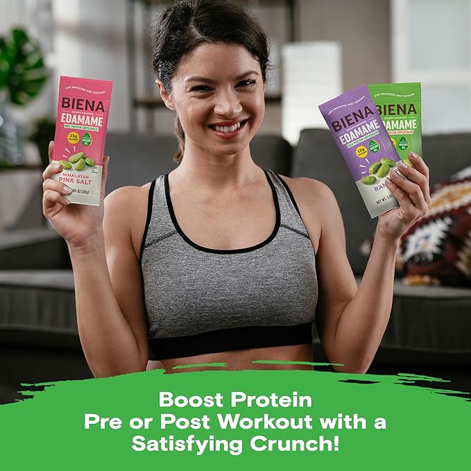 Biena Crispy Roasted Edamame Beans Snack – High Protein Low Carb Snack for Adults &amp Kids 12g-13g Protein per Serving - Made w/Avocado Oil – Vegan Gluten-Free – 18-Pack 1.05oz Variety Pack