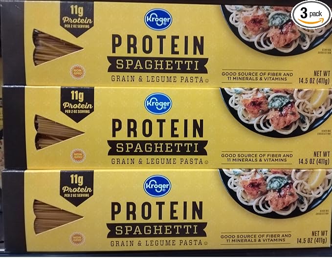 Protein Spaghetti Grain &amp Legume Pasta Good Source of Fiber and 11 Minerals &amp Vitamins (3 Boxes 14.5 oz. each)