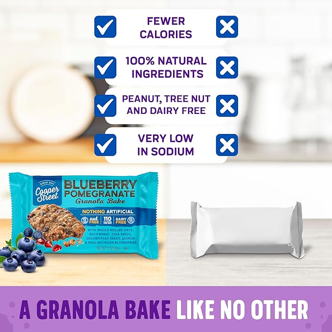 Cooper Street Cookies Chewy Granola Bakes Blueberry Pomegranate 1 Ounce (36 Count)
