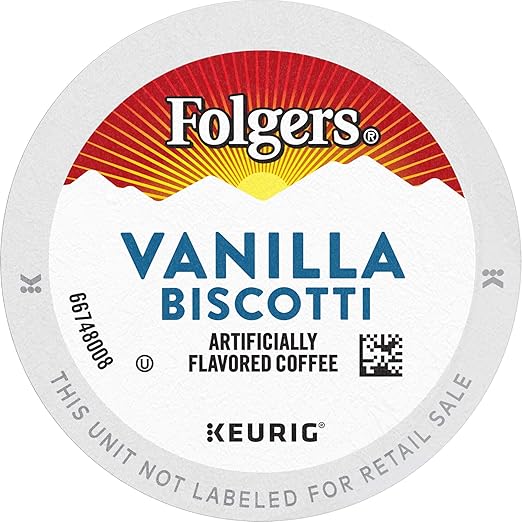 Folgers Vanilla Biscotti Flavored Coffee 12 K Cups for Keurig Coffee Makers