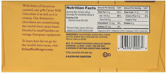 Scharffen Berger Milk Chocolate Bar 41% 3 oz